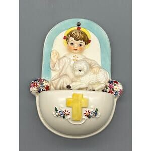 VTG Goebel Porcelain West Germany Wall Pocket Holy Baby Jesus With a Sheep READ